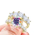 Luxe 7,8ct moissanite ringenset van S925 zilver met levendige regenboogglans - Maat 5 / 2-in-1 Ringenset (xyq4034) / AB Wit