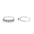 Elegant S925 silver ring featuring five colorful multi-faceted stones and micro-pave accents - Row Ring And Solitaire Ring Combination / AB Color / 5 Yards