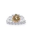 Champagne moissanite wedding ring set in 925 silver with pear side stones - Original Yellow