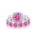 Set di anelli in moissanite rosa e argento S925 dorato con montatura halo - n.5 / Set di Anelli in Moissanite (Set da 2 Pezzi) / Rosa