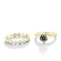 Vergulde S925 zilveren ringenset met witte pavé en donkergrijze moissanite steen - Grijs
