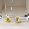Parure élégante en argent 925 avec collier et bague sertis de moissanite jaune éclatant - Jaune d'Or
