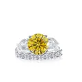 Luxury 925 sterling silver bridal ring set featuring a large yellow round moissanite stone - Gold Yellow