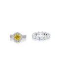 Luxurious S925 sterling silver ring set featuring a 7.2ct yellow round cut moissanite - Size 5 / Ring Set / Gold Yellow