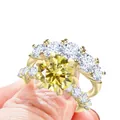 Luxe S925 zilveren ringenset met 7,8ct gele moissaniet en omliggende stenen - Maat 5 / Citroengeel