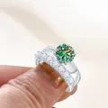 Luxe 2,7 karaat moissanite ring van 925 sterling zilver met kleurrijke schittering en vuur - Teal