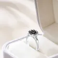 Luxury silver ring set with 5 carat black moissanite and side baguette diamonds - Gray