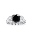 Luxury 925 silver wedding set featuring a 12ct round black moissanite and side stones - Black