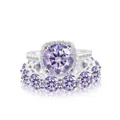 Set di anelli in argento S925 con moissanite viola da 8 carati e pietre halo rotonde - n.5 / Set di Anelli in Moissanite (Set da 2 Pezzi) / Viola chiaro