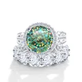 Luxurious 925 sterling silver ring set featuring a 12 carat moissanite with multi-color fire - US 5 / Multi-faceted Blue-Green