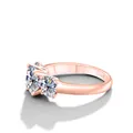 Bague en argent S925 plaqué or rose avec trois pierres de moissanite et détails brillants - Or Rose-Blanc