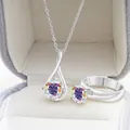 S925 sterling zilveren sieradenset met regenboog moissanite ketting en ring - AB Wit