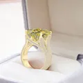 Luxurious 10x14mm yellow moissanite ring in gold plated S925 silver setting - Size 5 / Lemon Yellow