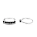 S925 silver ring set with seven round black gemstones and micro-pave side accents - Row Ring And Solitaire Ring Combination / Black / 5 Yards