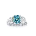 Luxury sky blue moissanite engagement ring set with pear cut side stones in 925 silver - Original Blue