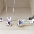 Parure de bijoux en argent S925 avec collier et bague assortie en moissanite - Couleur AB