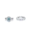 7.2ct blue-green moissanite wedding ring set in S925 sterling silver with eternity band - Size 5 / Ring Set / Original Blue