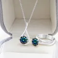 S925 sterling zilveren sieradenset met sprankelende moissanite ketting en ring - Regenboog