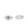 Set di anelli in argento 925 con moissanite da 7,2 carati e design con alone scintillante - Misura 5 / Set di anelli / Bianco AB