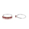 Silver S925 stacking rings featuring seven round red rubies and pavé settings - Row Ring And Solitaire Ring Combination / Garnet Red / 5 Yards