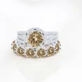 Two-piece 9CT champagne moissanite ring set in gold plated S925 sterling silver - Size 5 / 2-Piece Ring Set / Champagne