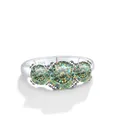 Anello in argento sterling S925 con tre moissaniti verdi e certificato GRA da donna - Spaghetti Blu E Verdi