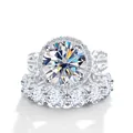 Luxurious 12ct moissanite 925 sterling silver wedding ring set with main and side bands - US 5 / White