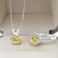 Parure en argent sterling S925 avec collier et bague en moissanite jaune - Jaune Citron