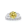 Luxury 925 sterling silver ring set with 12ct round yellow moissanite and side pear stones - Lemon Yellow