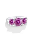Anello in argento S925 con tre pietre rotonde in moissanite rosa e finitura lucida - Tagliata A Cento Spaghetti Rosa