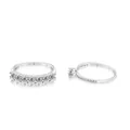 Silver S925 seven-stone row ring and solitaire diamond band with side micro-pave details - Row Ring And Solitaire Ring Combination / White with White Facet / 5 Yards