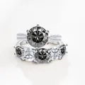 S925 sterling zilveren ringenset met 6,6 karaat Moissanite en diamanten eeuwigheidsring - Grijs