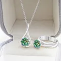S925 sterling zilveren sieradenset met een fonkelende moissanite ketting en ring - Teal