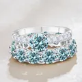 Schitterende S925 sterling zilveren moissanite ringenset met klassieke zetting - Maat 5 / Origineel Blauw
