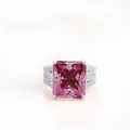 Luxuriöser 925er Sterling Silberring mit einem großen rosa Moissanit im Radiant-Schliff - US 5 / Rosa
