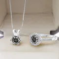 Parure de bijoux en argent S925 avec bague et collier en moissanite gris foncé - Gris