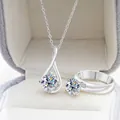 Elegante S925 sterling zilveren moissanite set met druppelketting en solitaire ring - Wit