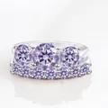 925 sterling zilveren ringenset met lavendelkleurige ronde stenen in drievoudig ontwerp - Lichtpaars