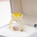 Luxurious gold plated S925 silver ring with 10x14mm radiant cut yellow moissanite - Size 5 / Gold Yellow
