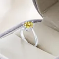 S925 Sterling Silber Ring mit 2 Karat gelbem Moissanit Stein in einer Samtbox - Zitronengelb
