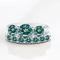 S925 zilveren stapelringen set met briljant geslepen blauwgroene moissaniet edelsteen - Maat 5 / Teal