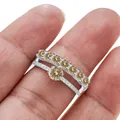 Champagne moissanite ring set in 925 silver with crown v-shape stacking design - Size 5 / Original Yellow