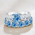 Gouden 8ct moissanite trouwring set met blauwe edelstenen in S925 zilveren band - Maat 5 / Saffierblauw