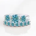 925 zilveren ringenset met 4,7 ct lichtblauwe moissaniet stenen en S925 stempel - Maat 5 / Origineel Blauw