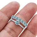 925 silver moissanite ring set with light blue round stones in V-shaped crown design - Size 5 / Original Blue