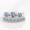 Elegante 925 sterling zilveren ringset met 4,7 karaat ronde briljant geslepen moissaniet - Maat 5 / Wit