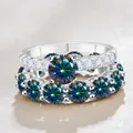Schitterende 8CT moissanite bruidsringenset in S925 sterling zilver met GRA-certificaat - Maat 5 / Regenboog