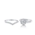 Set di anelli in argento 925 con moissanite, corona a V e design a alone lucido - Bianco