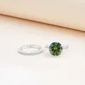 Groene 3 karaat moissanite bruidsring set in S925 sterling zilver met eeuwigheidsring - Maat 5 / Donkergroen