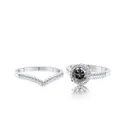 Set di anelli in argento 925 con moissanite grigia e fede a forma di V con zirconi - Grigio